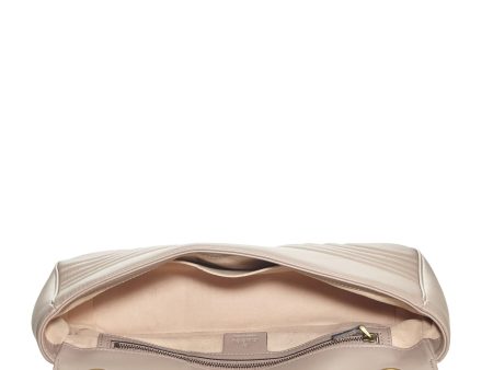 Gucci,  Beige Leather GG Marmont Shoulder Bag, Beige Hot on Sale