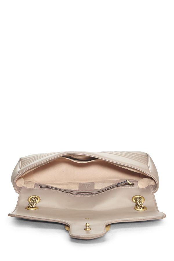 Gucci,  Beige Leather GG Marmont Shoulder Bag, Beige Hot on Sale