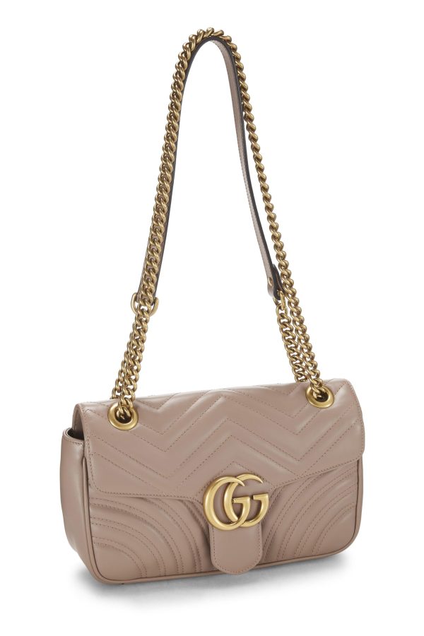 Gucci,  Beige Leather GG Marmont Shoulder Bag Small, Pink For Discount