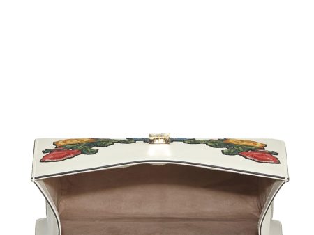 Gucci,  White Floral Embroidered Leather Sylvie Medium, White Online Sale