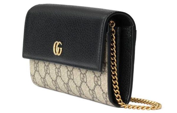 (WMNS) Gucci GG Marmont Chain Wallet  Beige Ebony  546585-17WAG-1283 Online Sale