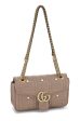 Gucci,  Beige Leather & Faux Pearl GG Marmont Shoulder Bag Small, Beige For Cheap