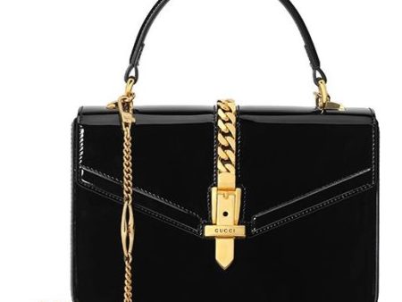 (WMNS) Gucci Sylvie 1969 SeriesLeather hand Bag mini Black 589479-1J70G-1000 Online Sale