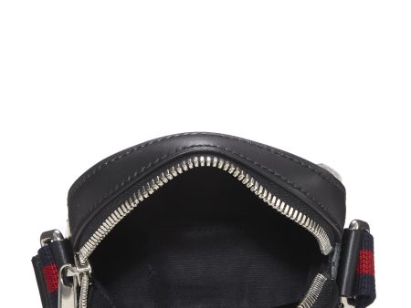 Gucci,  Black GG Supreme Canvas Vertical Web Messenger Mini, Black on Sale