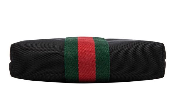 Men s Gucci Red Green Stripe Webbing Leather Logo Canvas Shoulder Messenger Bag Black 631195-KWT7N-1060 For Cheap