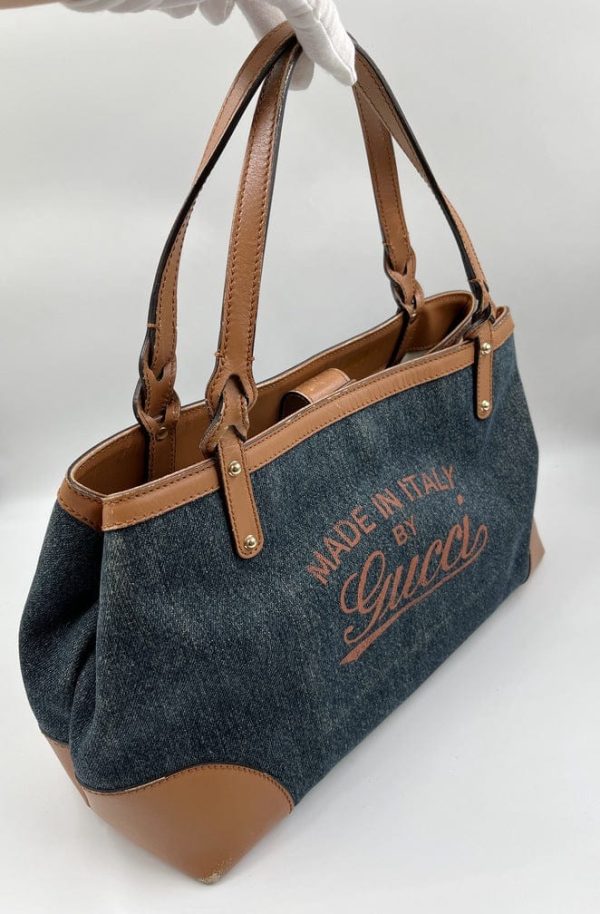 Vintage Gucci Denim  Made in Italy  Tote Bag For Cheap