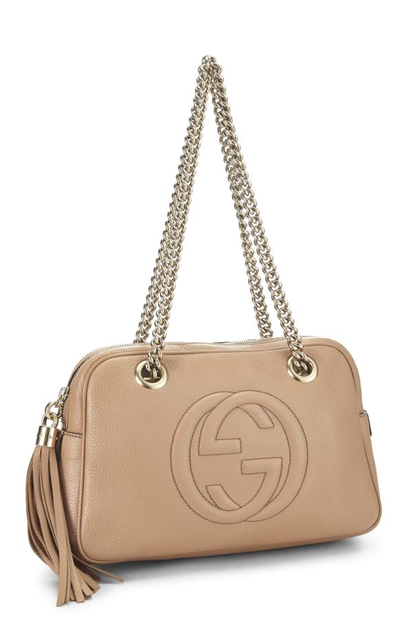 Gucci,  Beige Grained Leather Soho Chain Shoulder Bag, Beige Online now