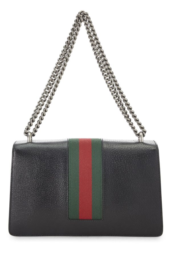 Gucci,  Black Leather Dionysus Web Shoulder Bag Small, Black Fashion