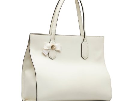 White Gucci GG Ribbon Tote Bag Hot on Sale