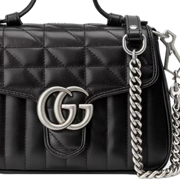 (WMNS) Gucci GG Marmont Mini Top Handle Bag  Black  583571-UM8AN-1000 For Sale