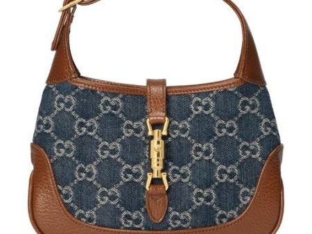 (WMNS) Gucci Jackie 1961 Series miniDenimSingle Shoulder Bag Brown color combination 637092-2KQGG-8375 Cheap